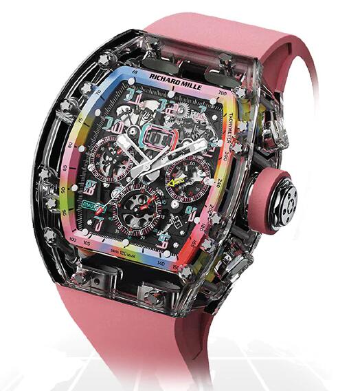 Best Richard Mille RM011 SAPPHIRE FLYBACK CHRONOGRAPH "A11 TIME MACHINE PEACH PINK" Replica Watch